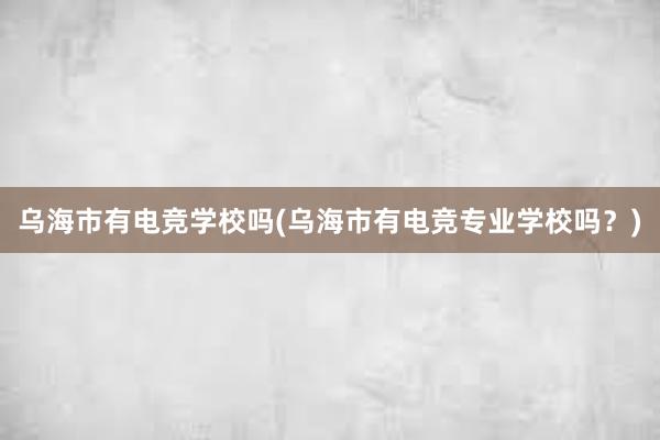 乌海市有电竞学校吗(乌海市有电竞专业学校吗？)