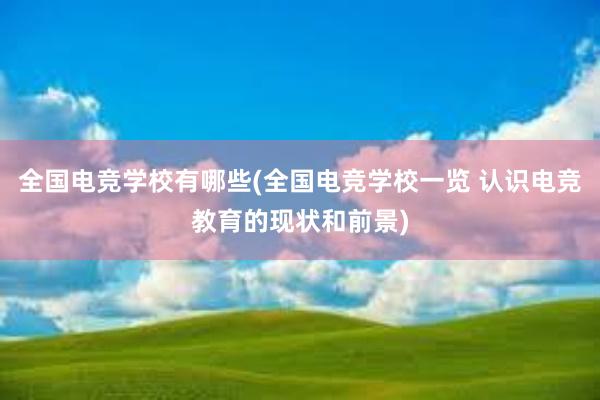 全国电竞学校有哪些(全国电竞学校一览 认识电竞教育的现状和前景)