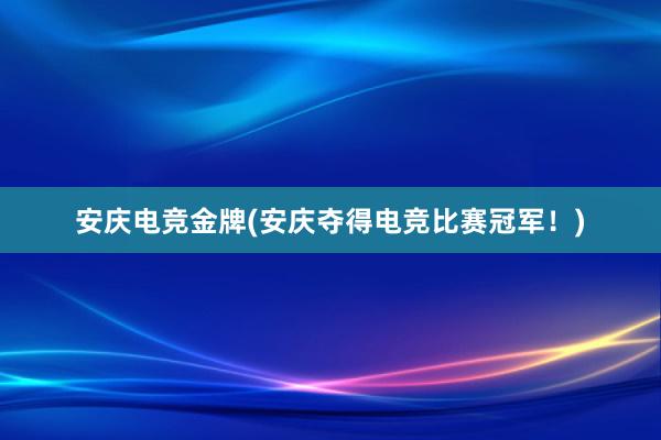 安庆电竞金牌(安庆夺得电竞比赛冠军！)