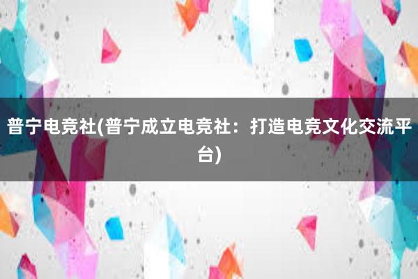 普宁电竞社(普宁成立电竞社：打造电竞文化交流平台)