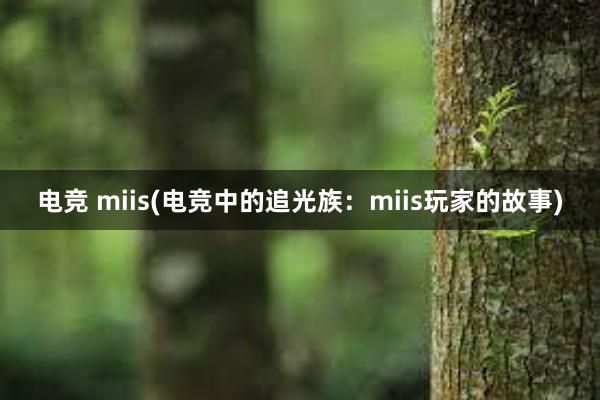 电竞 miis(电竞中的追光族：miis玩家的故事)