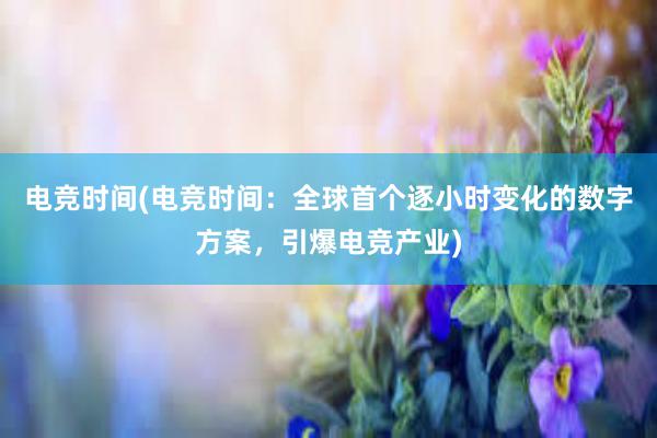 电竞时间(电竞时间：全球首个逐小时变化的数字方案，引爆电竞产业)