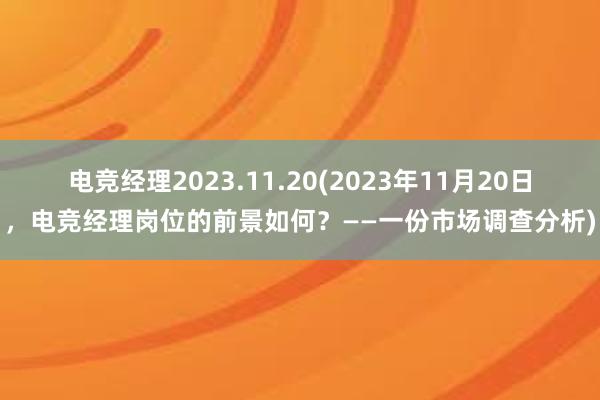 电竞经理2023.11.20(2023年11月20日，电竞经理岗位的前景如何？——一份市场调查分析)