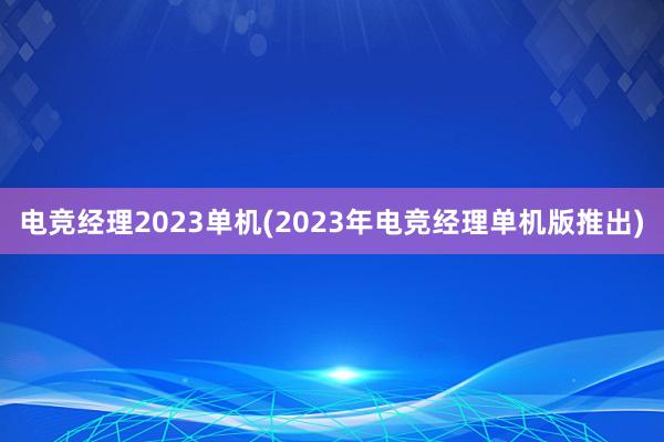 电竞经理2023单机(2023年电竞经理单机版推出)