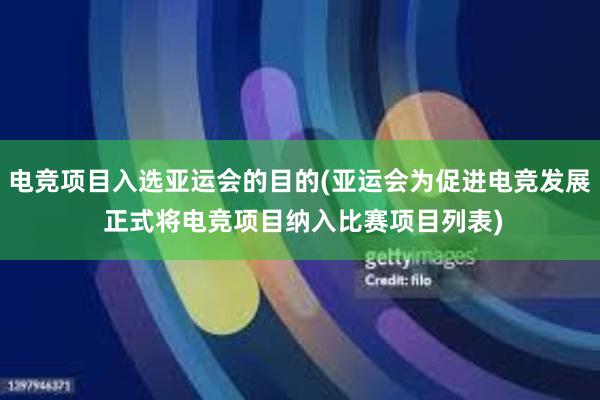 电竞项目入选亚运会的目的(亚运会为促进电竞发展 正式将电竞项目纳入比赛项目列表)