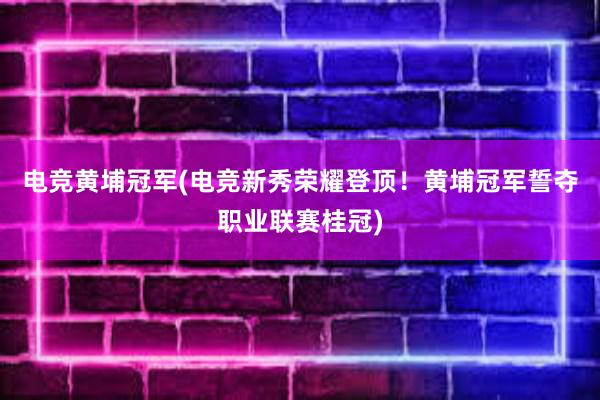 电竞黄埔冠军(电竞新秀荣耀登顶！黄埔冠军誓夺职业联赛桂冠)