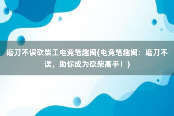 磨刀不误砍柴工电竞笔趣阁(电竞笔趣阁：磨刀不误，助你成为砍柴高手！)