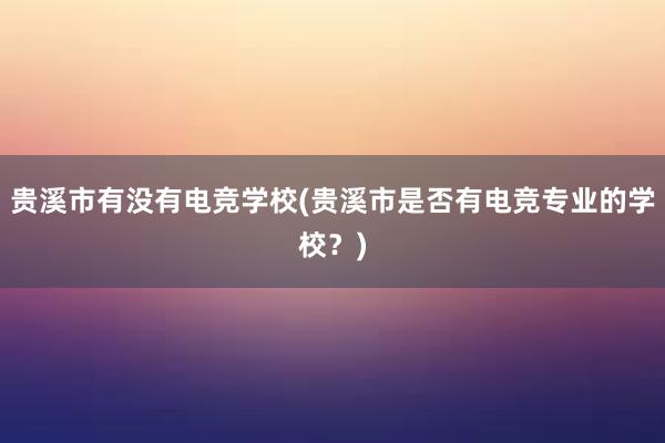 贵溪市有没有电竞学校(贵溪市是否有电竞专业的学校？)