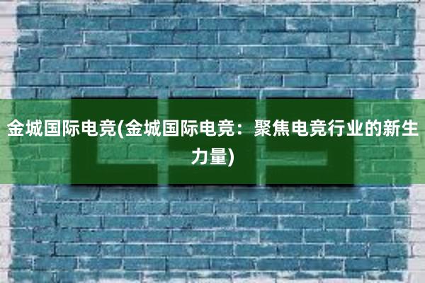 金城国际电竞(金城国际电竞：聚焦电竞行业的新生力量)