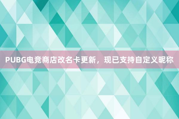 PUBG电竞商店改名卡更新，现已支持自定义昵称