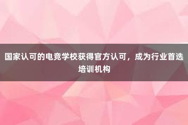 国家认可的电竞学校获得官方认可，成为行业首选培训机构