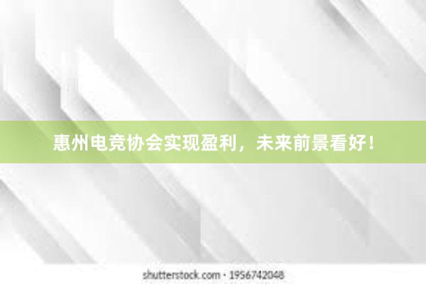 惠州电竞协会实现盈利，未来前景看好！