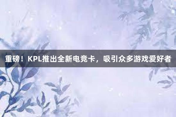 重磅！KPL推出全新电竞卡，吸引众多游戏爱好者