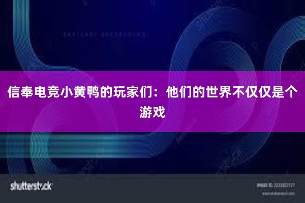 信奉电竞小黄鸭的玩家们：他们的世界不仅仅是个游戏