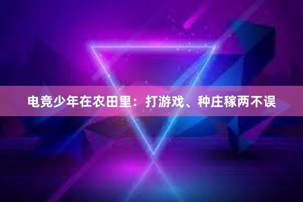 电竞少年在农田里：打游戏、种庄稼两不误