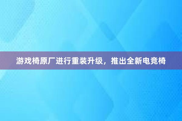 游戏椅原厂进行重装升级，推出全新电竞椅