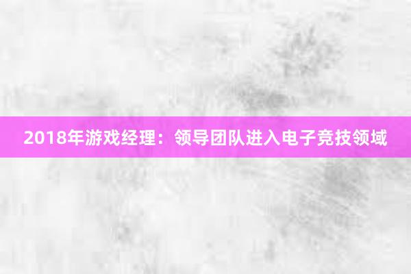 2018年游戏经理：领导团队进入电子竞技领域